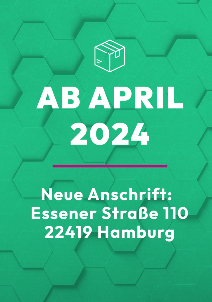 Ab Aril 2024 Neue Anschrift: Essener Straße 110 22419 Hamburg